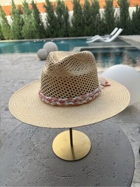 Freya Ombré Eclipse Straw Hat with Pink & White Braid Sash